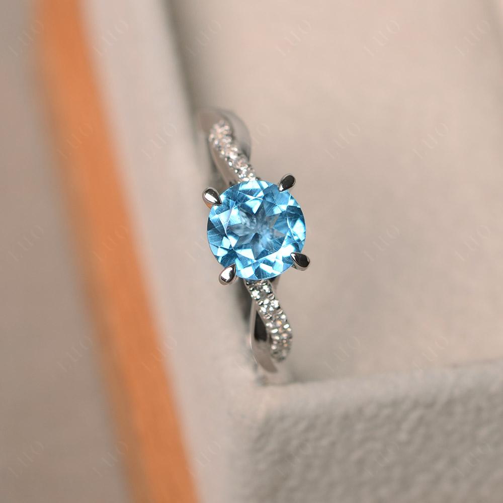 Swiss Blue Topaz Twisted Engagement Ring - LUO Jewelry