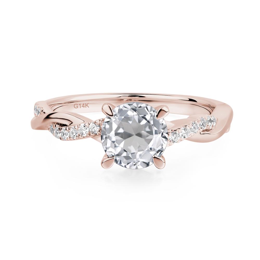 White Topaz Twisted Engagement Ring - LUO Jewelry #metal_14k rose gold