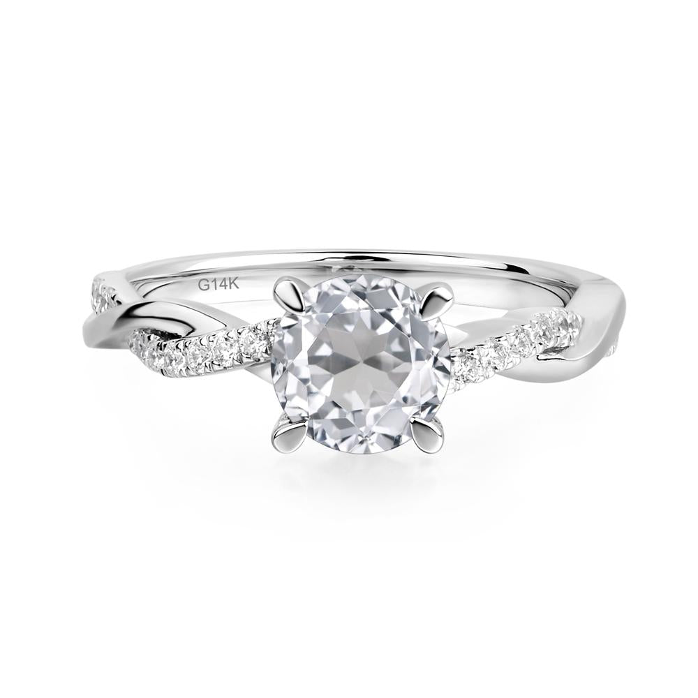 White Topaz Twisted Engagement Ring - LUO Jewelry #metal_14k white gold