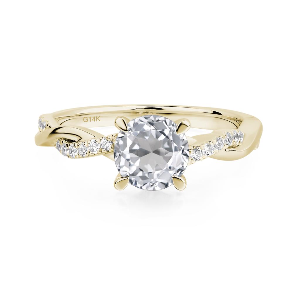 White Topaz Twisted Engagement Ring - LUO Jewelry #metal_14k yellow gold