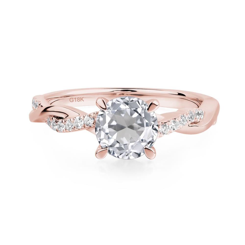 White Topaz Twisted Engagement Ring - LUO Jewelry #metal_18k rose gold