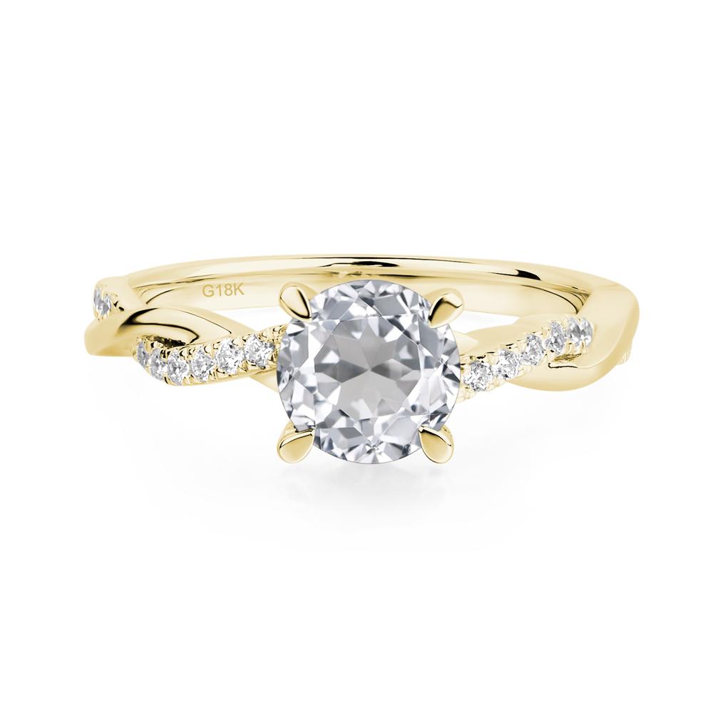 White Topaz Twisted Engagement Ring - LUO Jewelry #metal_18k yellow gold