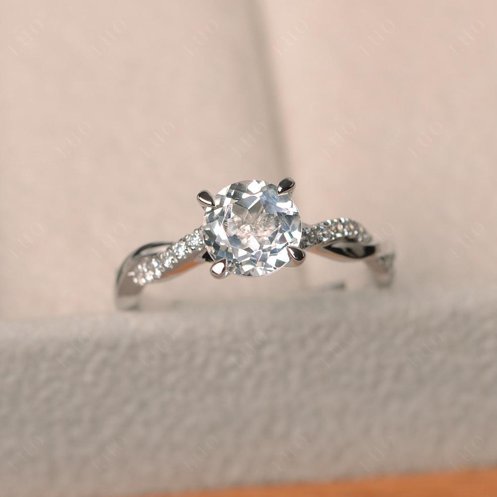 White Topaz Twisted Engagement Ring - LUO Jewelry