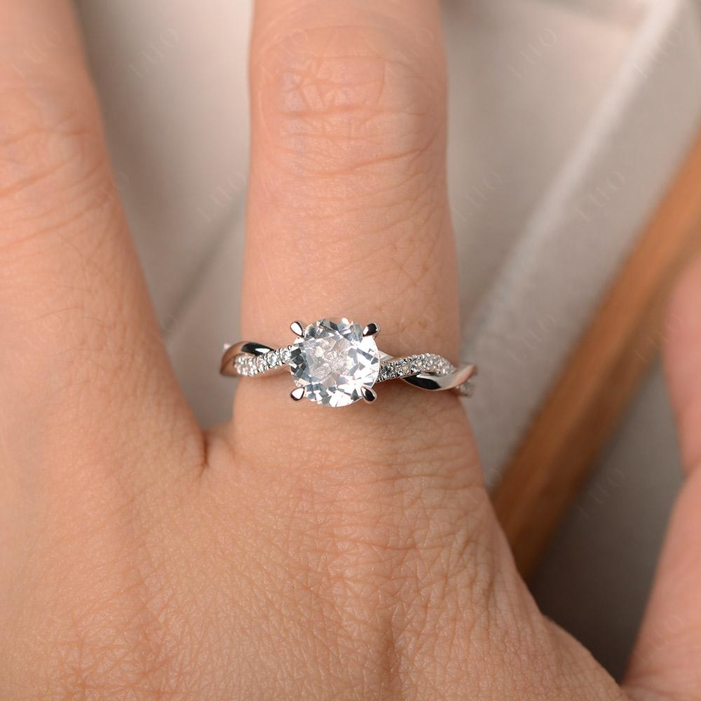White Topaz Twisted Engagement Ring - LUO Jewelry