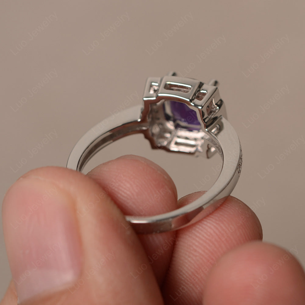 Round Cut Amethyst Halo Engagement Ring Gold - LUO Jewelry