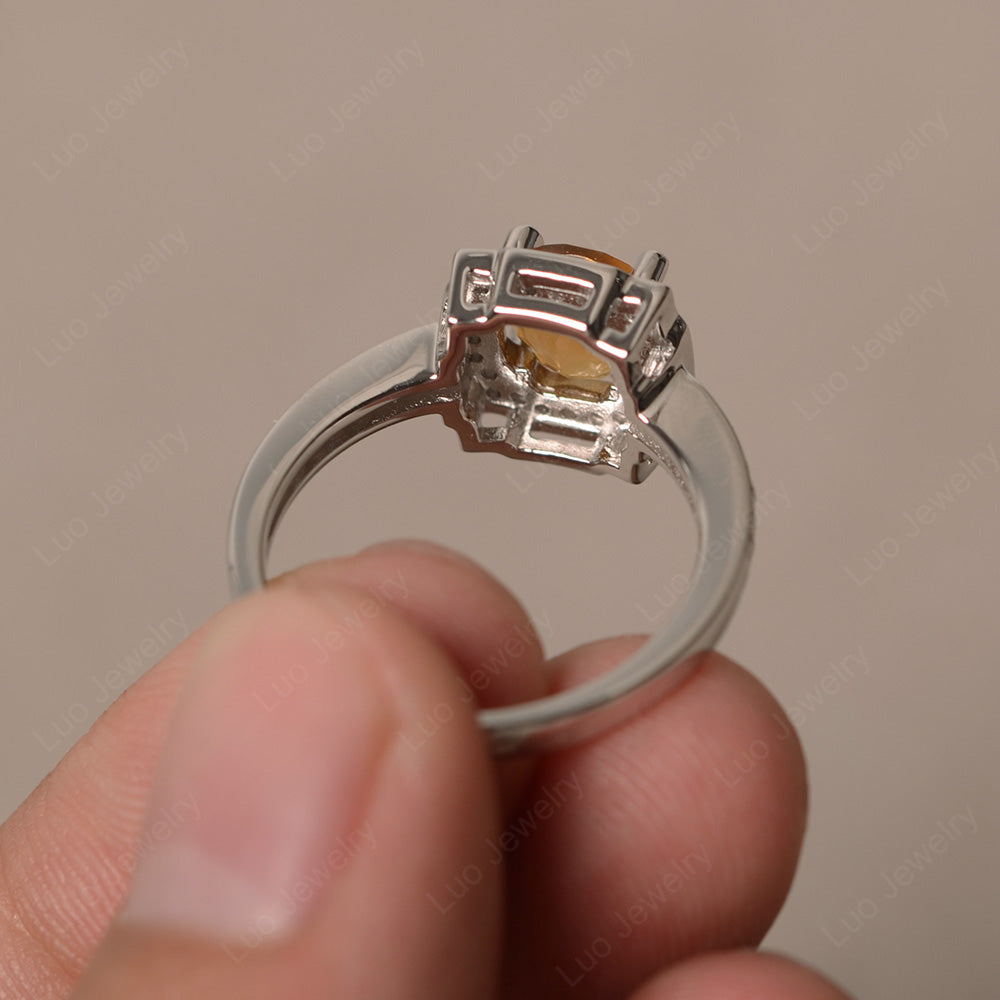 Round Cut Citrine Halo Engagement Ring Gold - LUO Jewelry