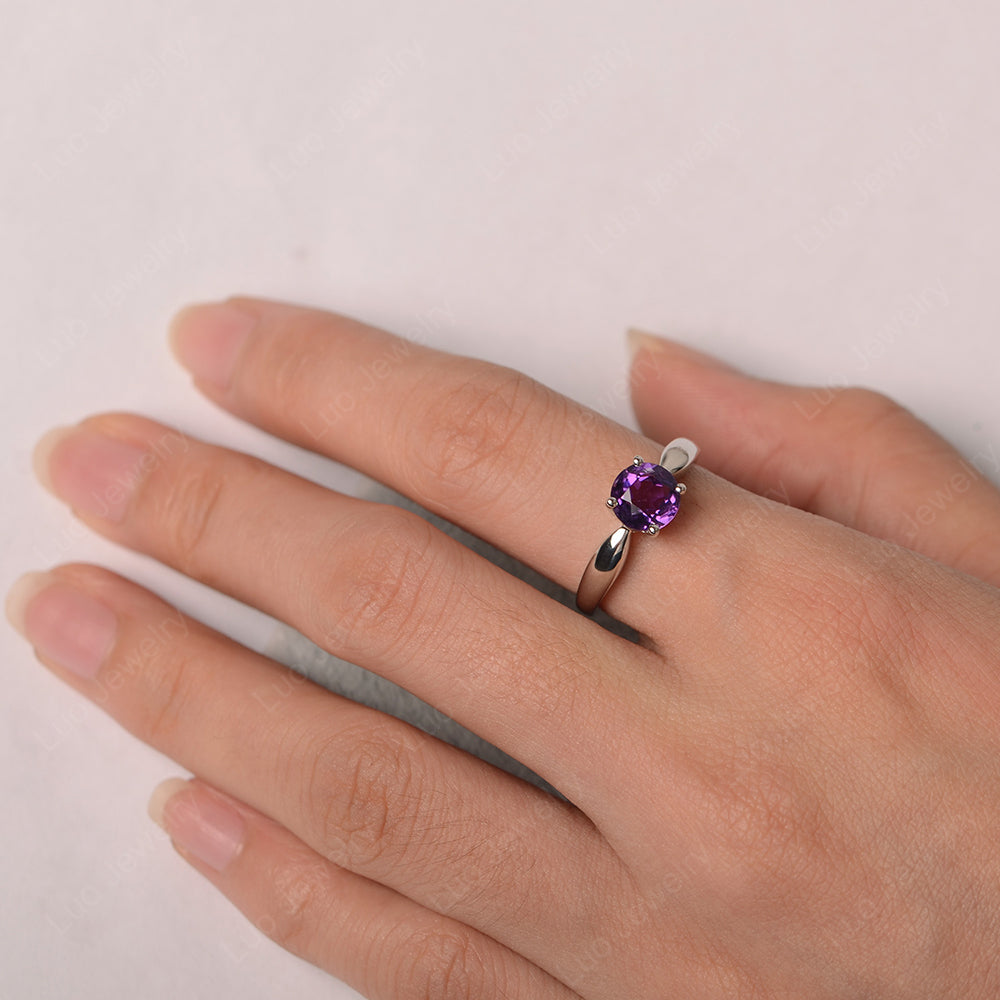 Amethyst Solitaire Wedding Ring Yellow Gold - LUO Jewelry