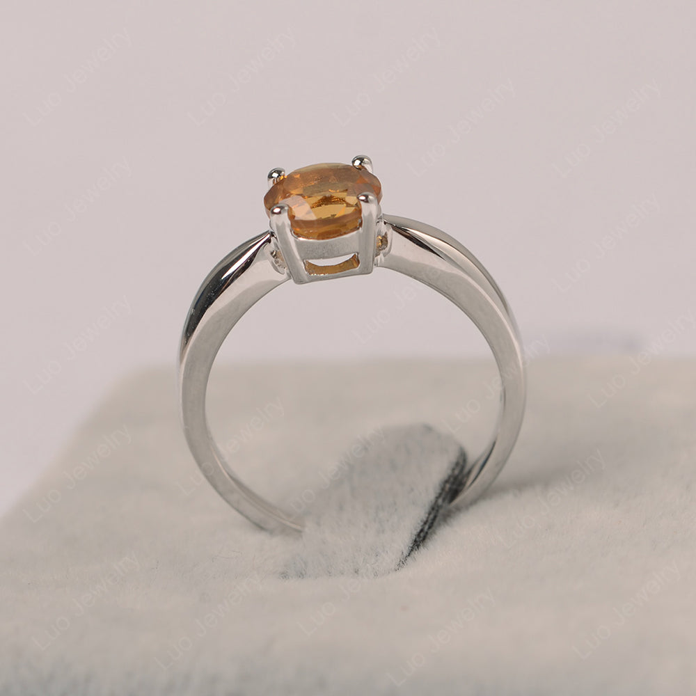 Citrine Solitaire Wedding Ring Yellow Gold - LUO Jewelry