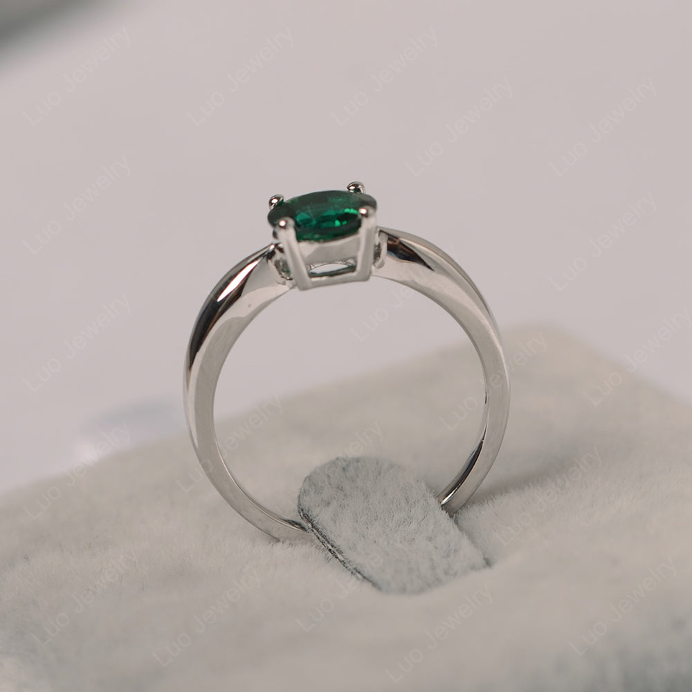 Lab Emerald Solitaire Wedding Ring Yellow Gold - LUO Jewelry