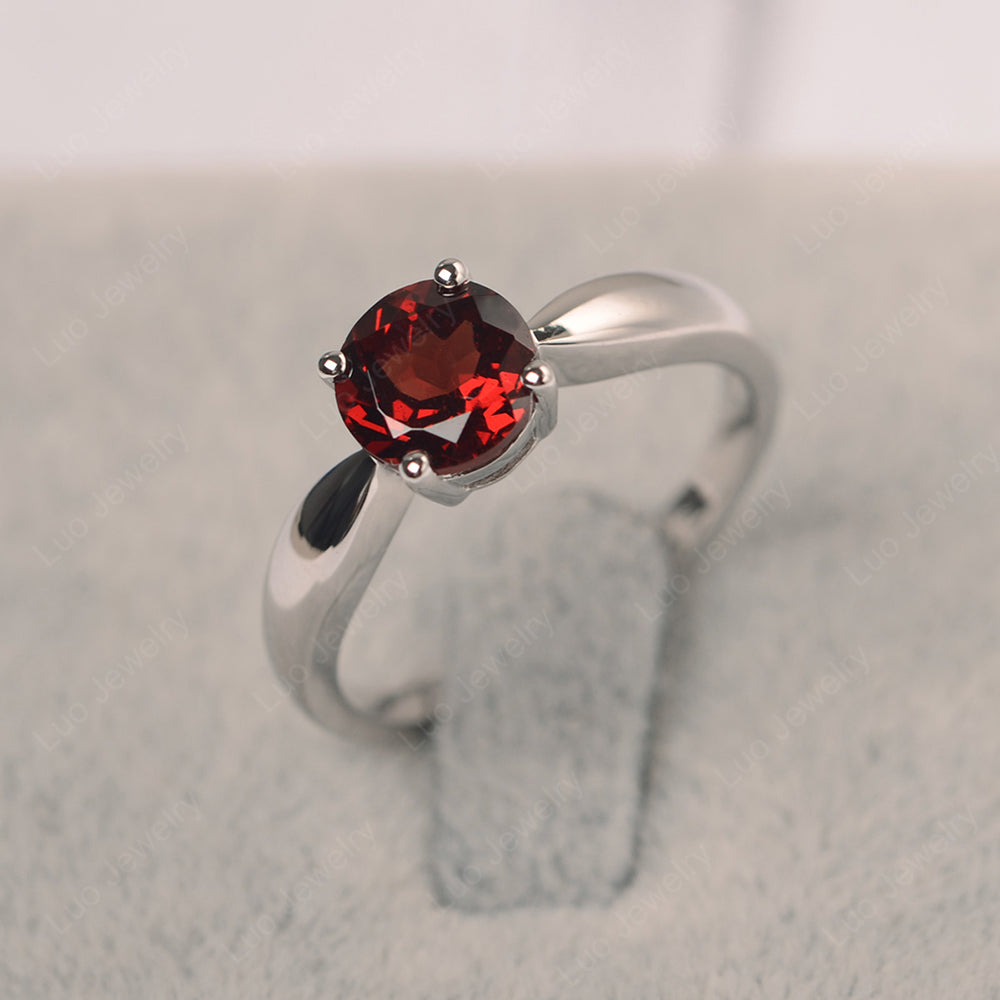 Garnet Solitaire Wedding Ring Yellow Gold - LUO Jewelry