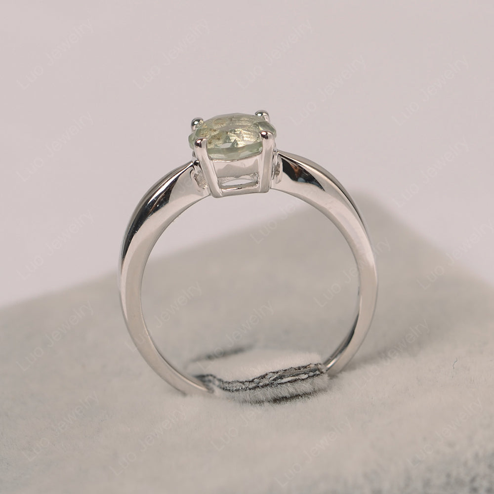 Green Amethyst Solitaire Wedding Ring Yellow Gold - LUO Jewelry