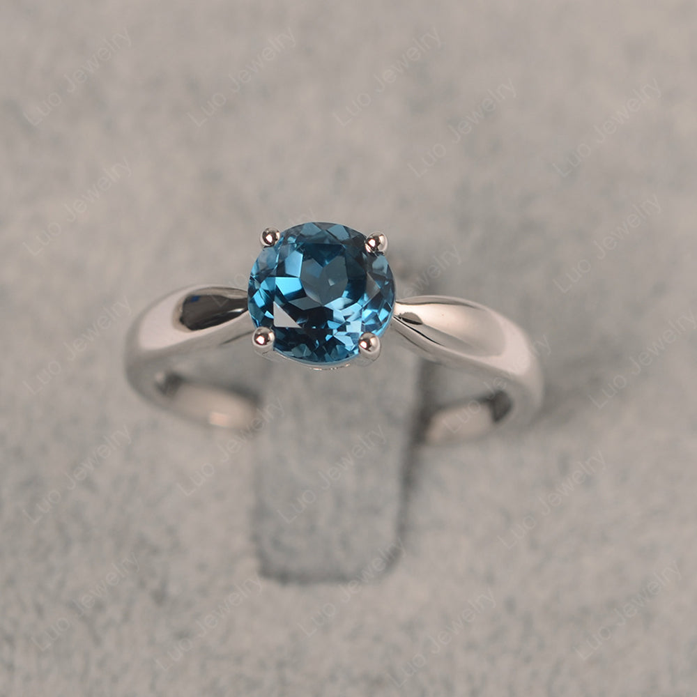 London Blue Topaz Solitaire Wedding Ring Yellow Gold - LUO Jewelry