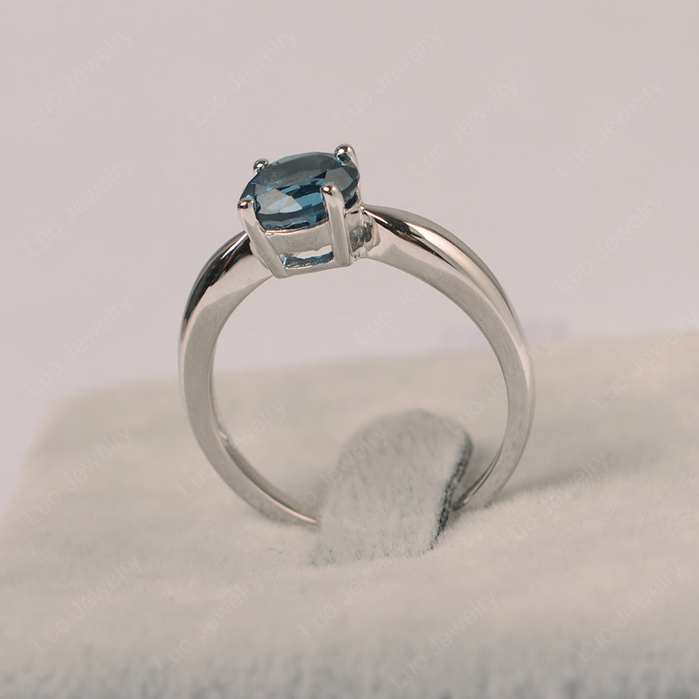 London Blue Topaz Solitaire Wedding Ring Yellow Gold - LUO Jewelry