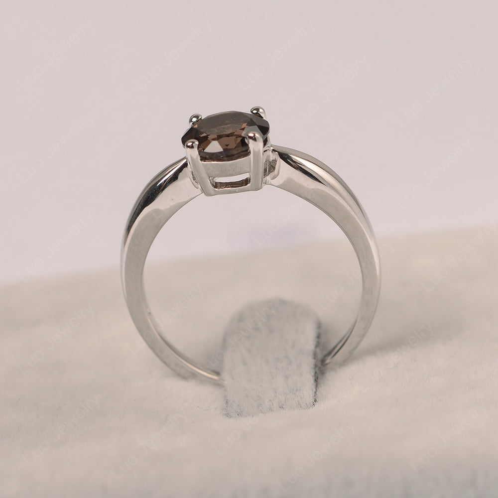 Smoky Quartz  Solitaire Wedding Ring Yellow Gold - LUO Jewelry