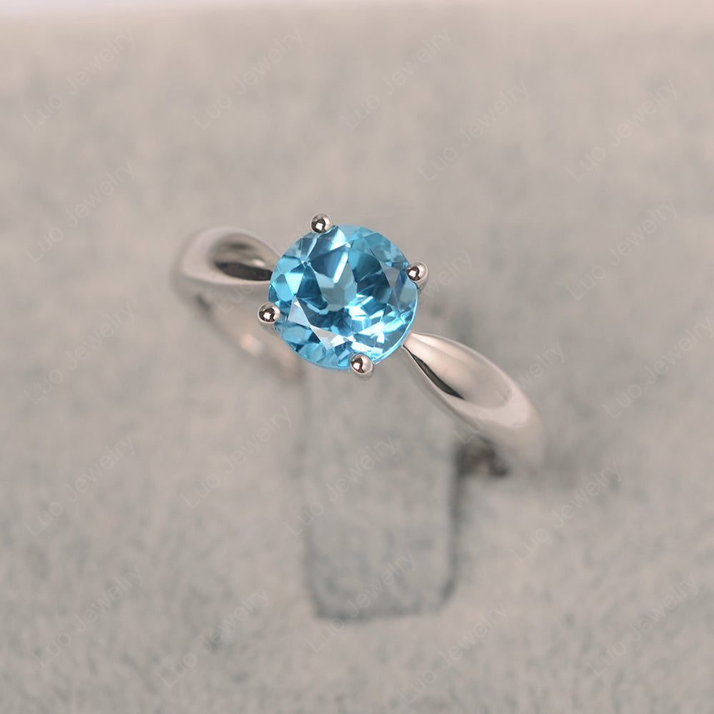 Swiss Blue Topaz Solitaire Wedding Ring Yellow Gold - LUO Jewelry