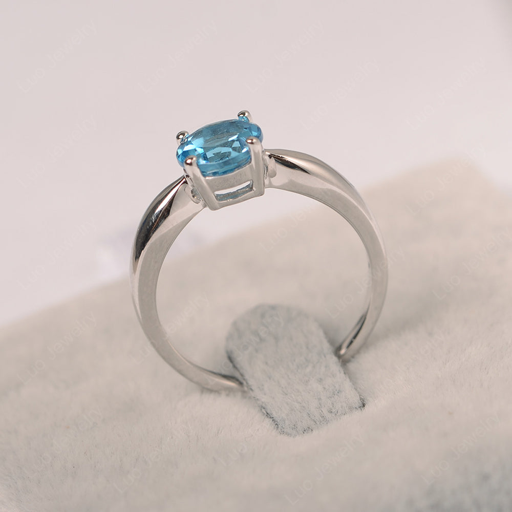 Swiss Blue Topaz Solitaire Wedding Ring Yellow Gold - LUO Jewelry