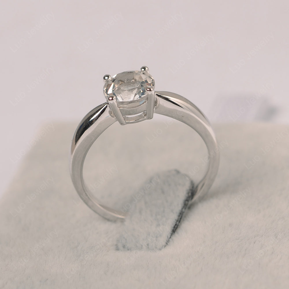 White Topaz Solitaire Wedding Ring Yellow Gold - LUO Jewelry