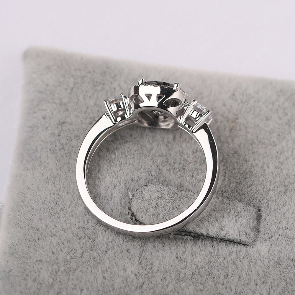 Brilliant Cut Rutilated Quartz Halo Wedding Ring Gold - LUO Jewelry