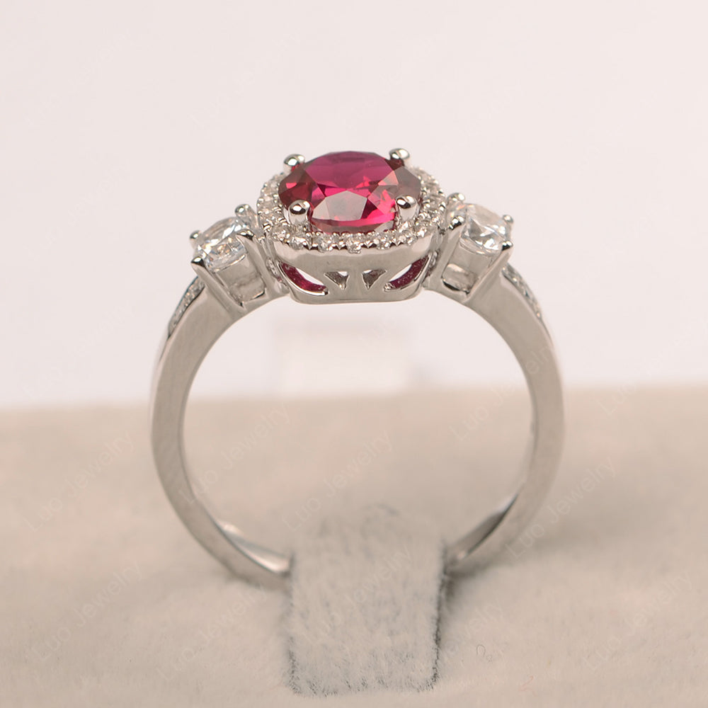 Brilliant Cut Ruby Halo Wedding Ring Gold - LUO Jewelry