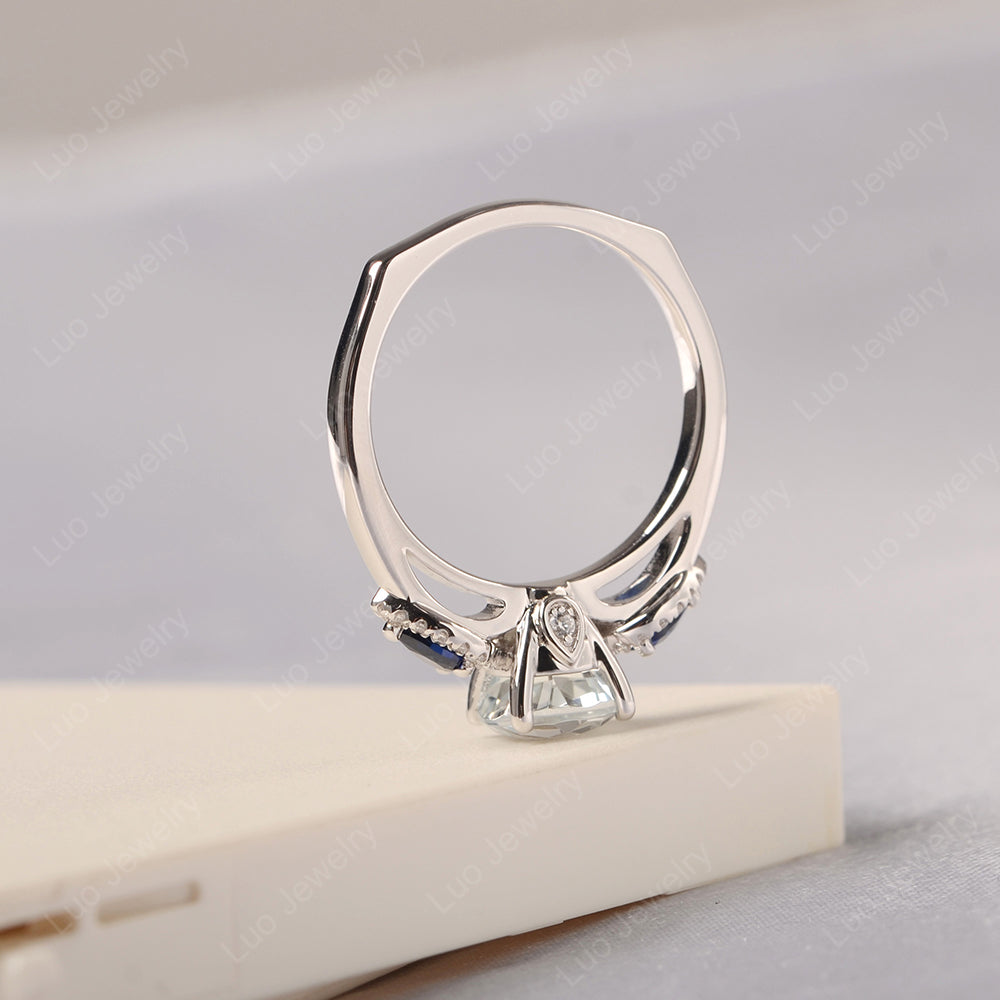White Topaz Euro Shank Ring With Pear Side Stones - LUO Jewelry