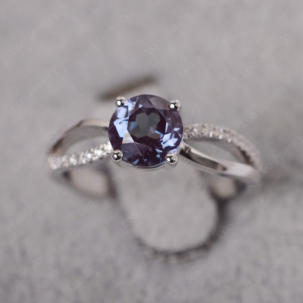 Alexandrite Ring Split Shank Engagement Ring - LUO Jewelry