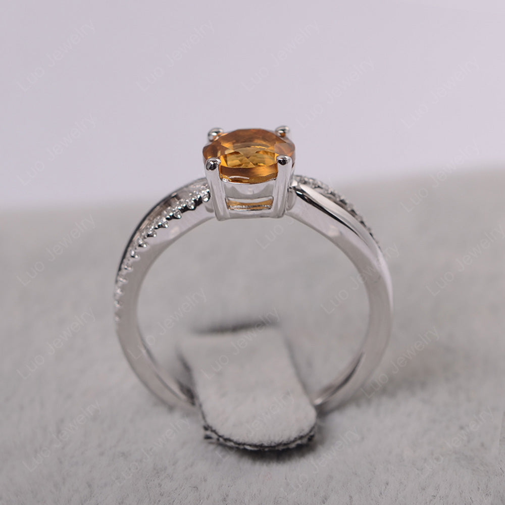 Citrine Ring Split Shank Engagement Ring - LUO Jewelry