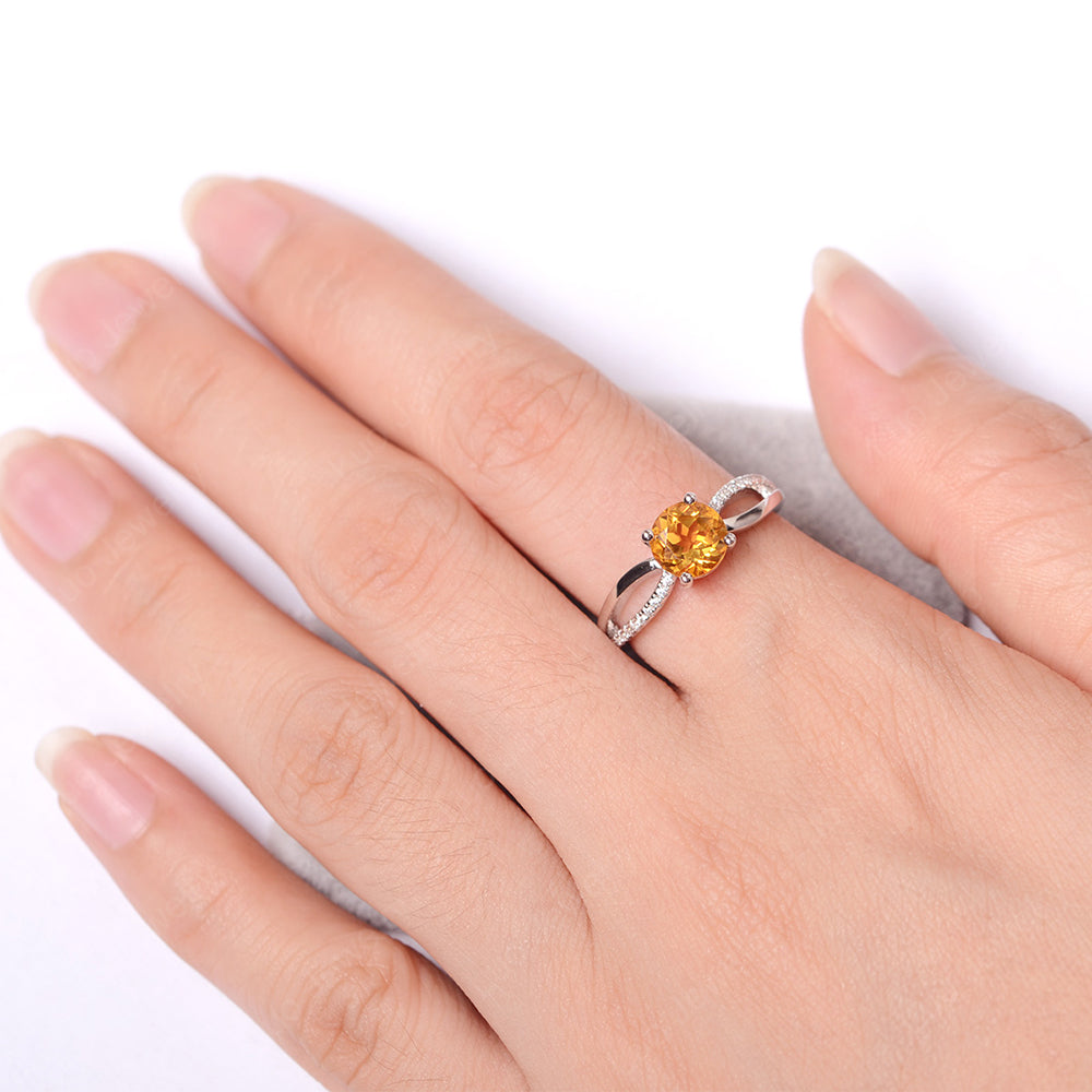 Citrine Ring Split Shank Engagement Ring - LUO Jewelry