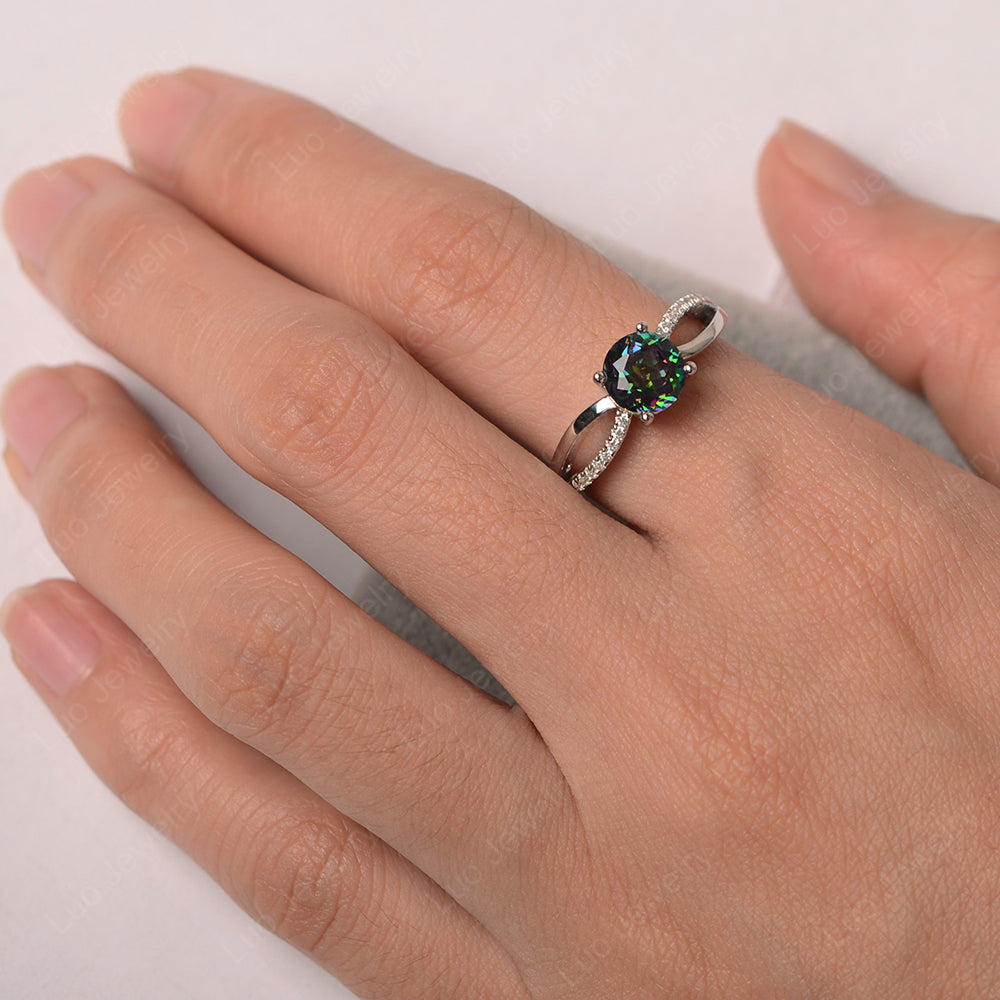 Mystic Topaz Ring Split Shank Engagement Ring - LUO Jewelry
