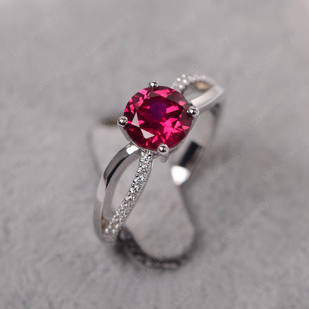 Ruby Ring Split Shank Engagement Ring - LUO Jewelry