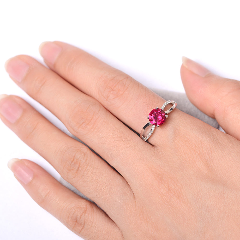 Ruby Ring Split Shank Engagement Ring - LUO Jewelry