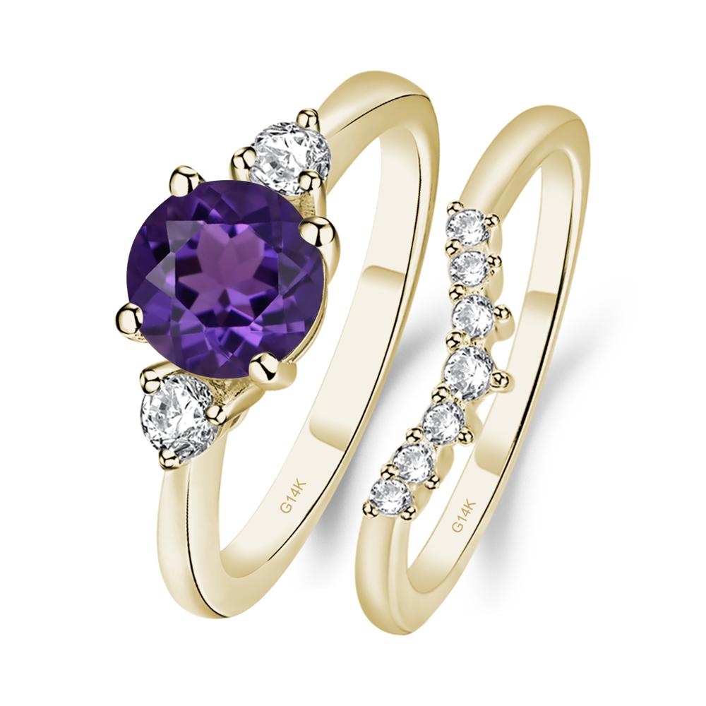 Amethyst Ring Bridal Set Engagement Ring - LUO Jewelry #metal_14k yellow gold