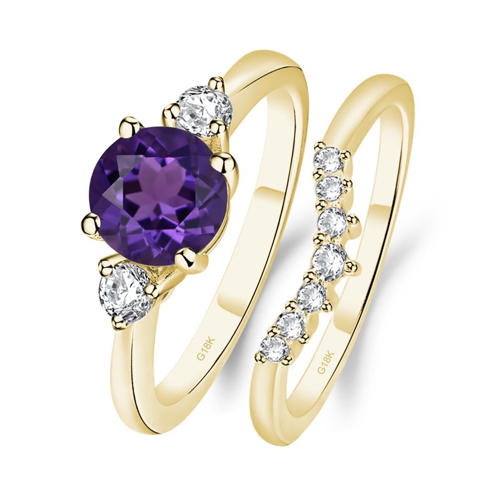 Amethyst Ring Bridal Set Engagement Ring - LUO Jewelry #metal_18k yellow gold