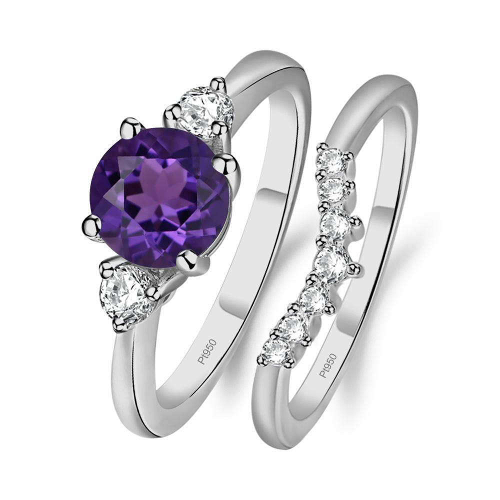 Amethyst Ring Bridal Set Engagement Ring - LUO Jewelry #metal_platinum
