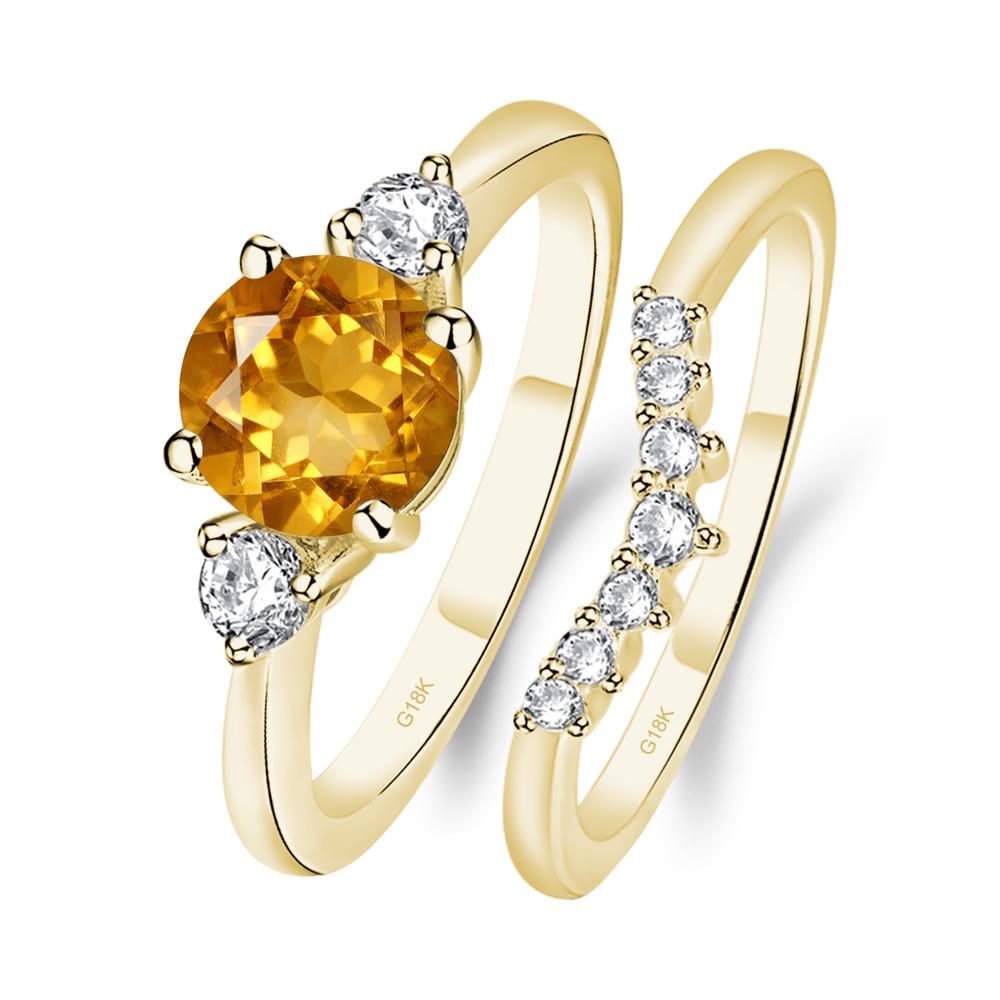 Citrine Ring Bridal Set Engagement Ring - LUO Jewelry #metal_18k yellow gold