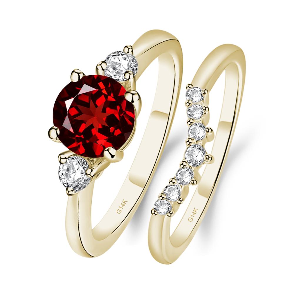 Garnet Ring Bridal Set Engagement Ring - LUO Jewelry #metal_14k yellow gold
