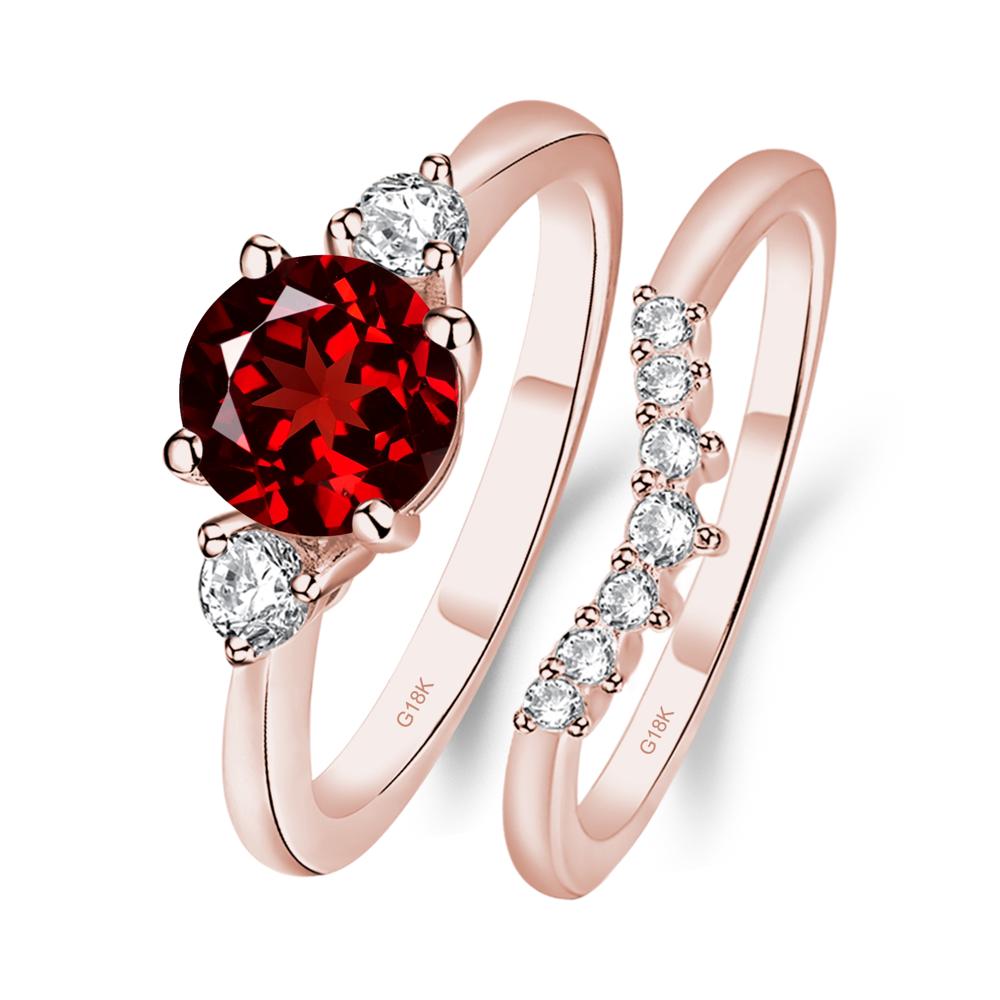 Garnet Ring Bridal Set Engagement Ring - LUO Jewelry #metal_18k rose gold