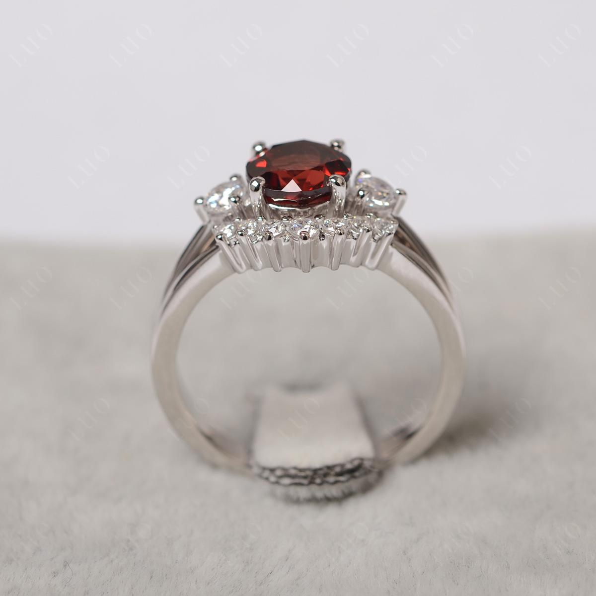 Garnet Ring Bridal Set Engagement Ring - LUO Jewelry