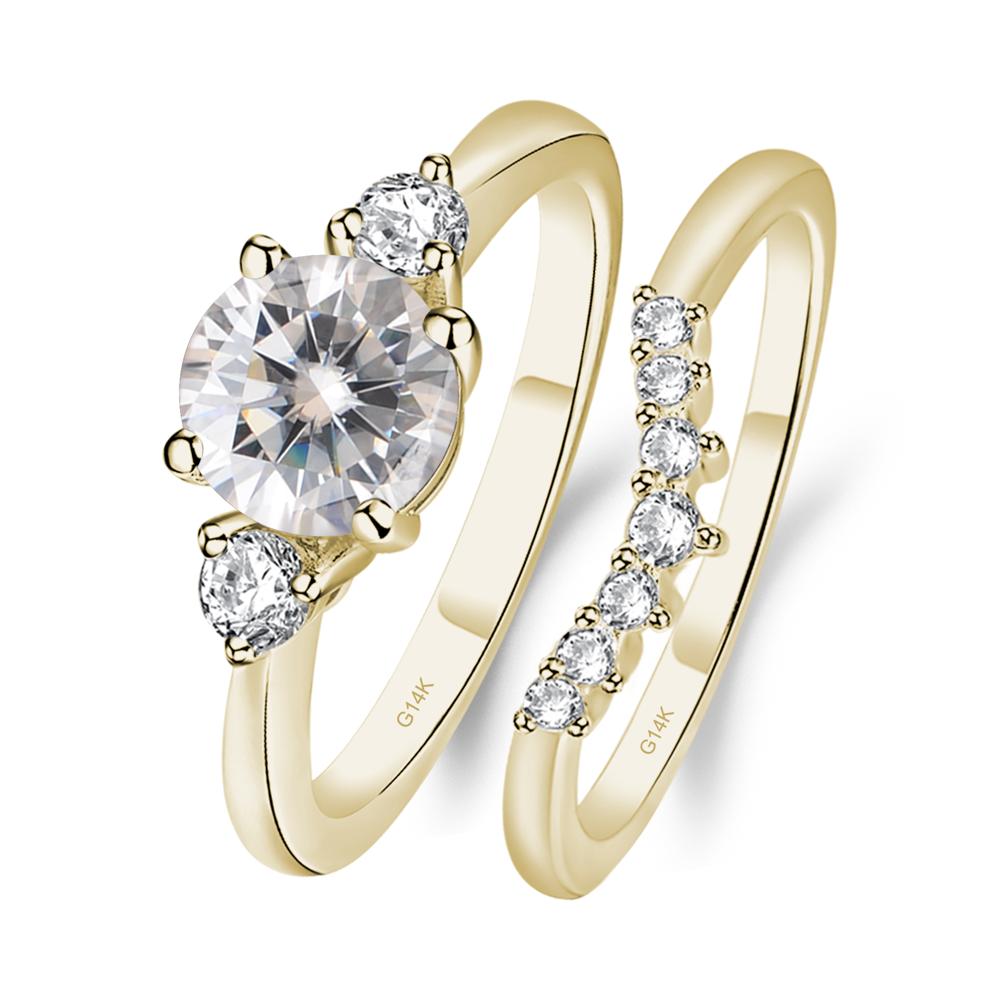 Moissanite Ring Bridal Set Engagement Ring - LUO Jewelry #metal_14k yellow gold