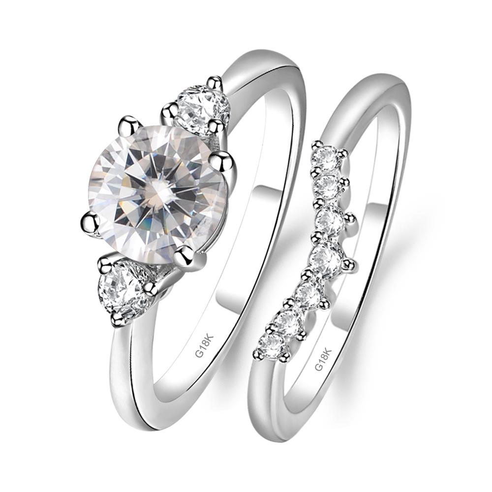 Moissanite Ring Bridal Set Engagement Ring - LUO Jewelry #metal_18k white gold