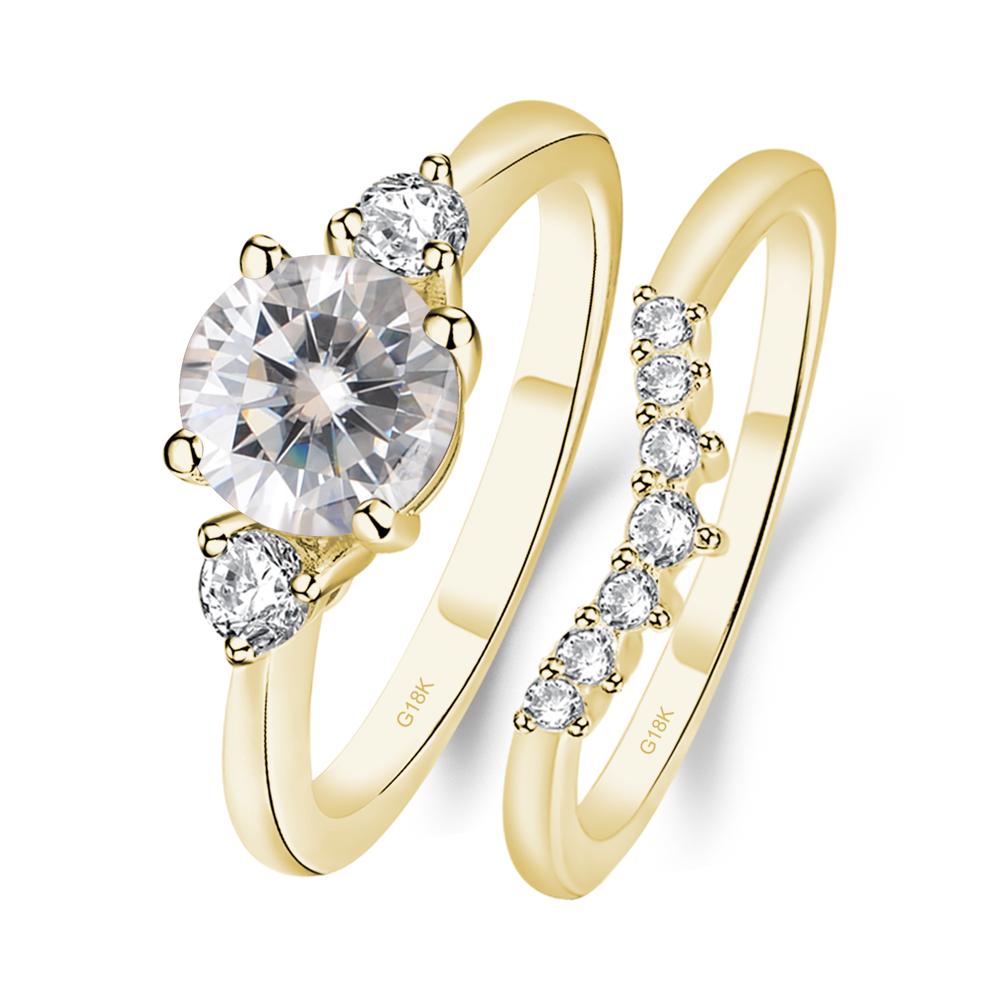 Moissanite Ring Bridal Set Engagement Ring - LUO Jewelry #metal_18k yellow gold