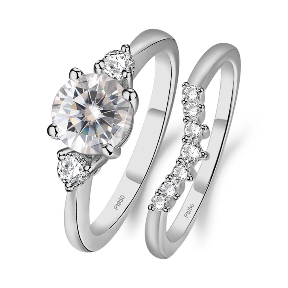 Moissanite Ring Bridal Set Engagement Ring - LUO Jewelry #metal_platinum