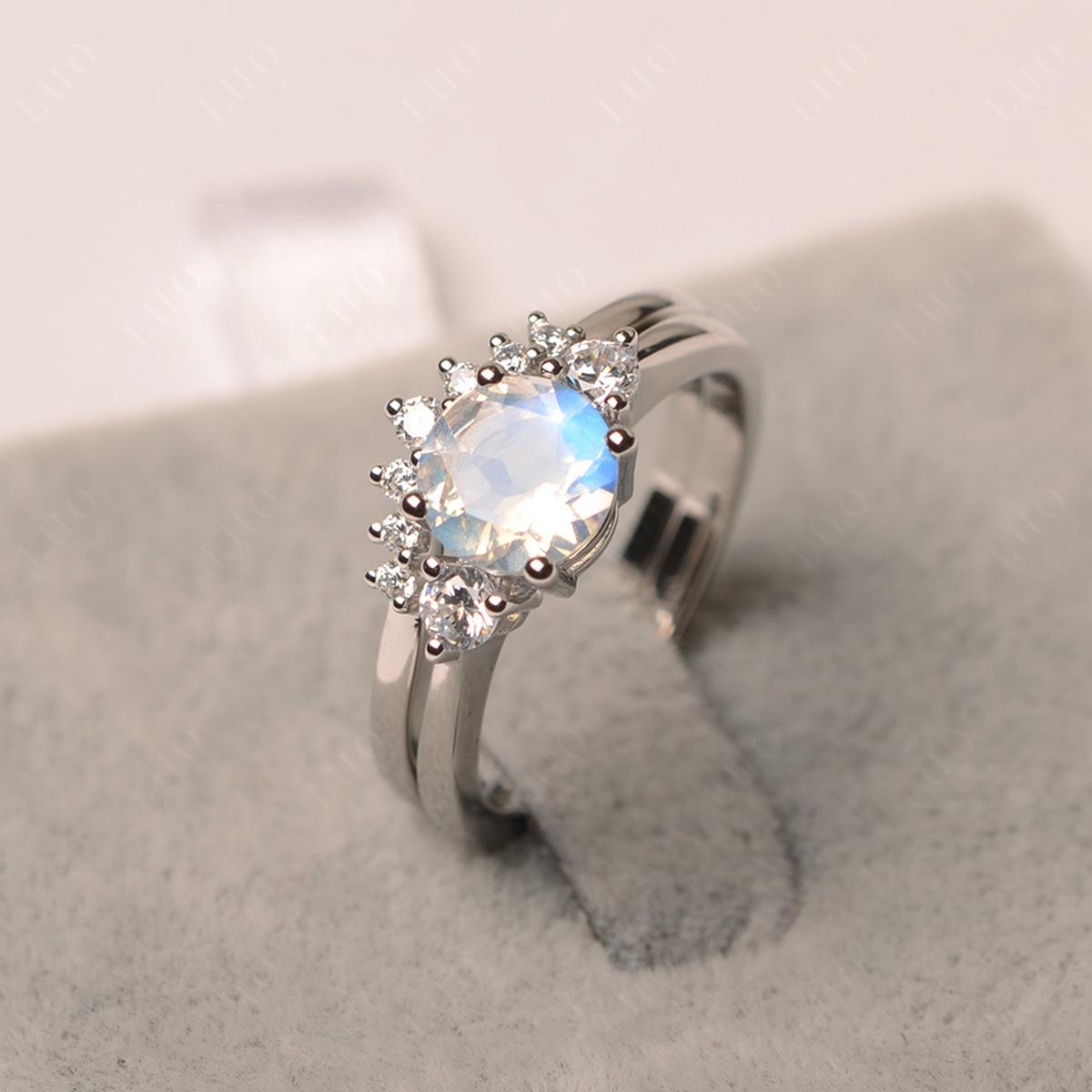 Moonstone Ring Bridal Set Engagement Ring - LUO Jewelry