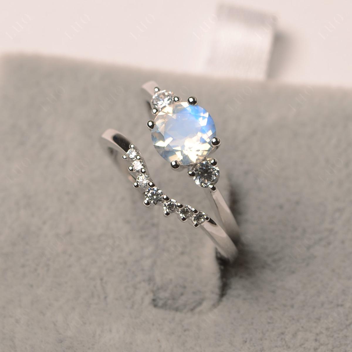 Moonstone Ring Bridal Set Engagement Ring - LUO Jewelry