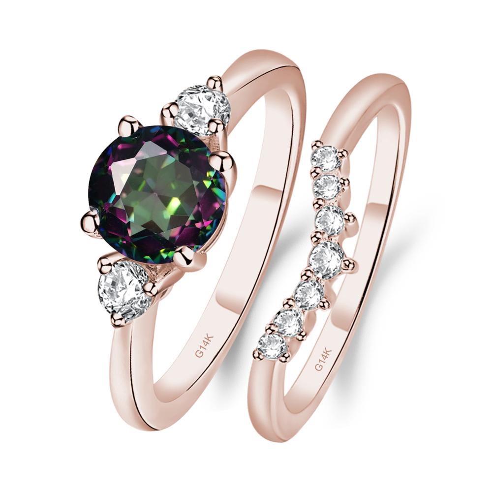 Mystic Topaz Ring Bridal Set Engagement Ring - LUO Jewelry #metal_14k rose gold