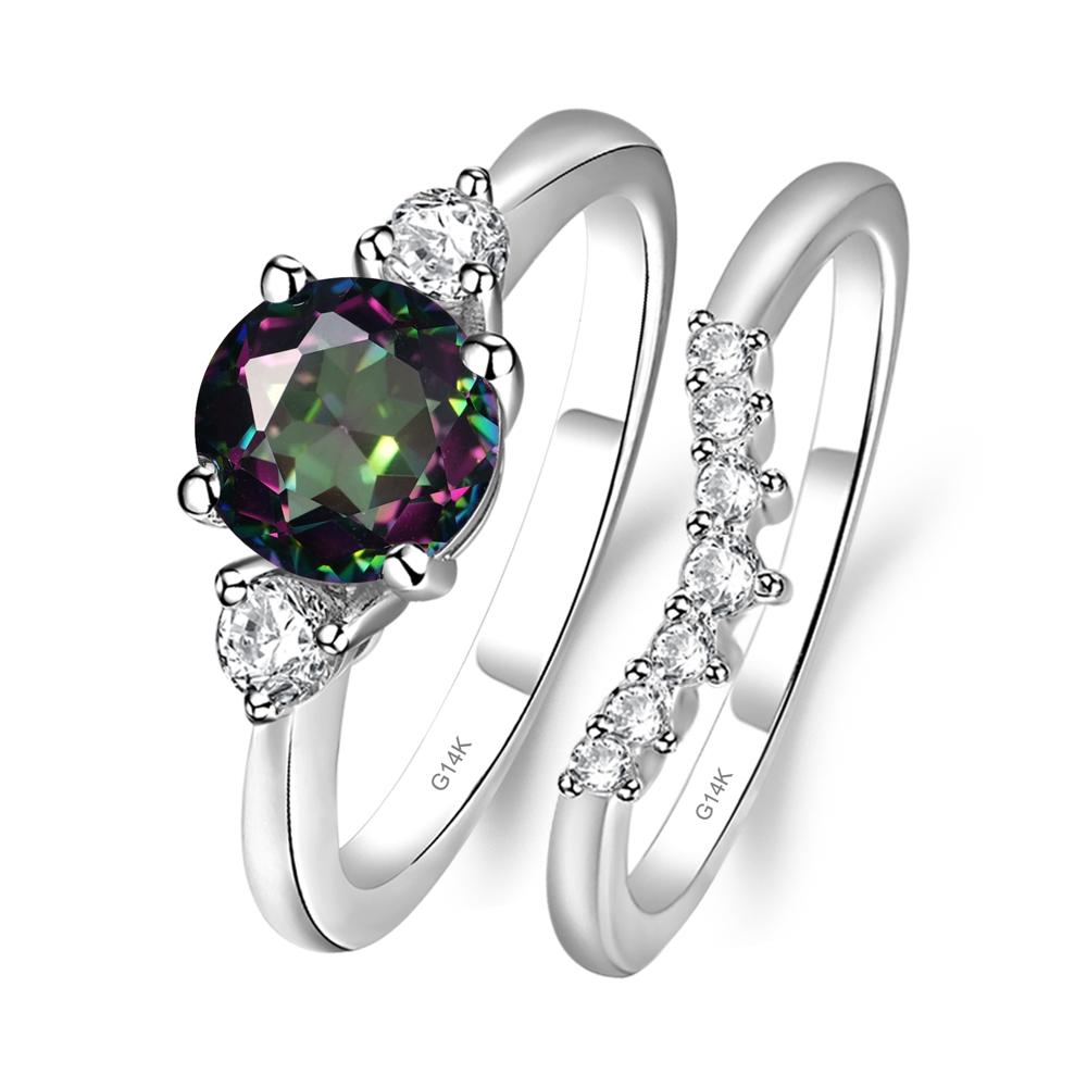 Mystic Topaz Ring Bridal Set Engagement Ring - LUO Jewelry #metal_14k white gold