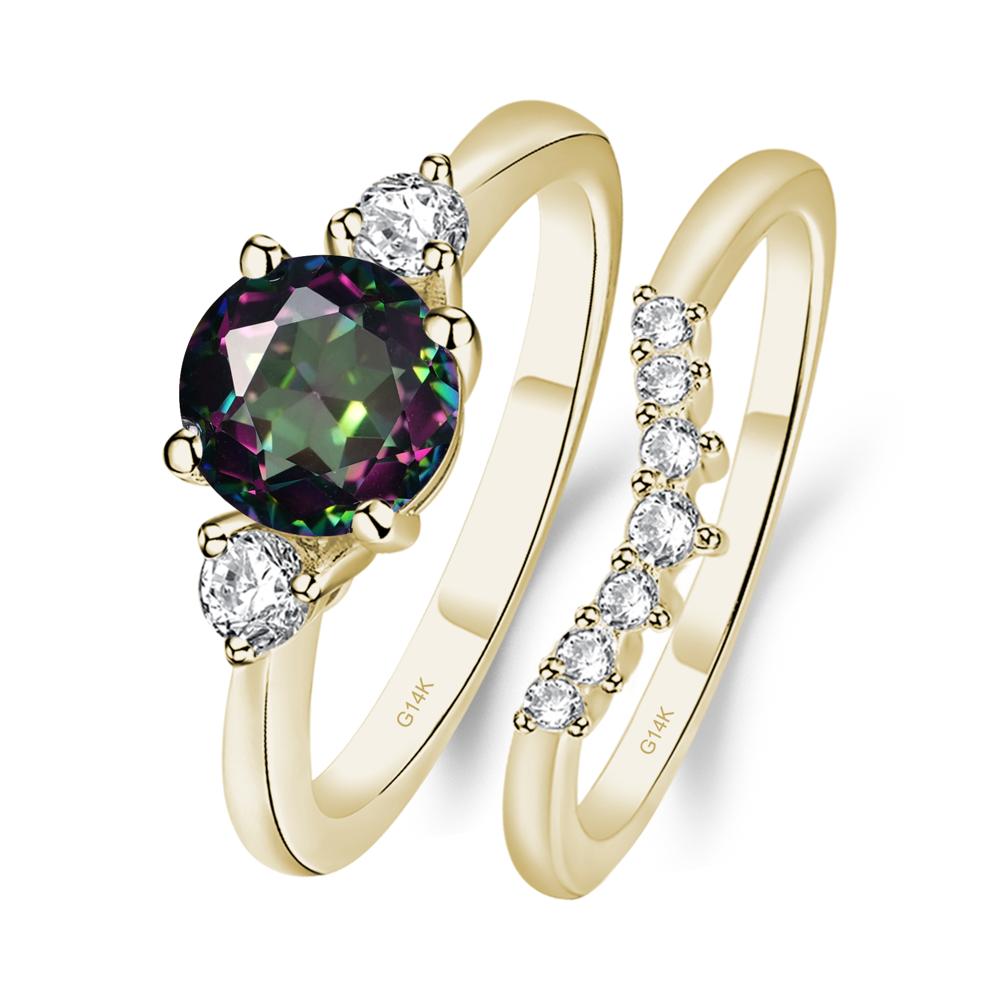 Mystic Topaz Ring Bridal Set Engagement Ring - LUO Jewelry #metal_14k yellow gold