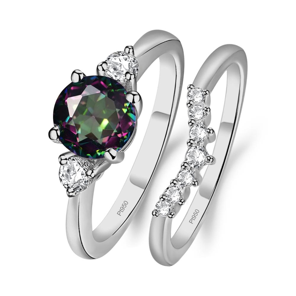 Mystic Topaz Ring Bridal Set Engagement Ring - LUO Jewelry #metal_platinum