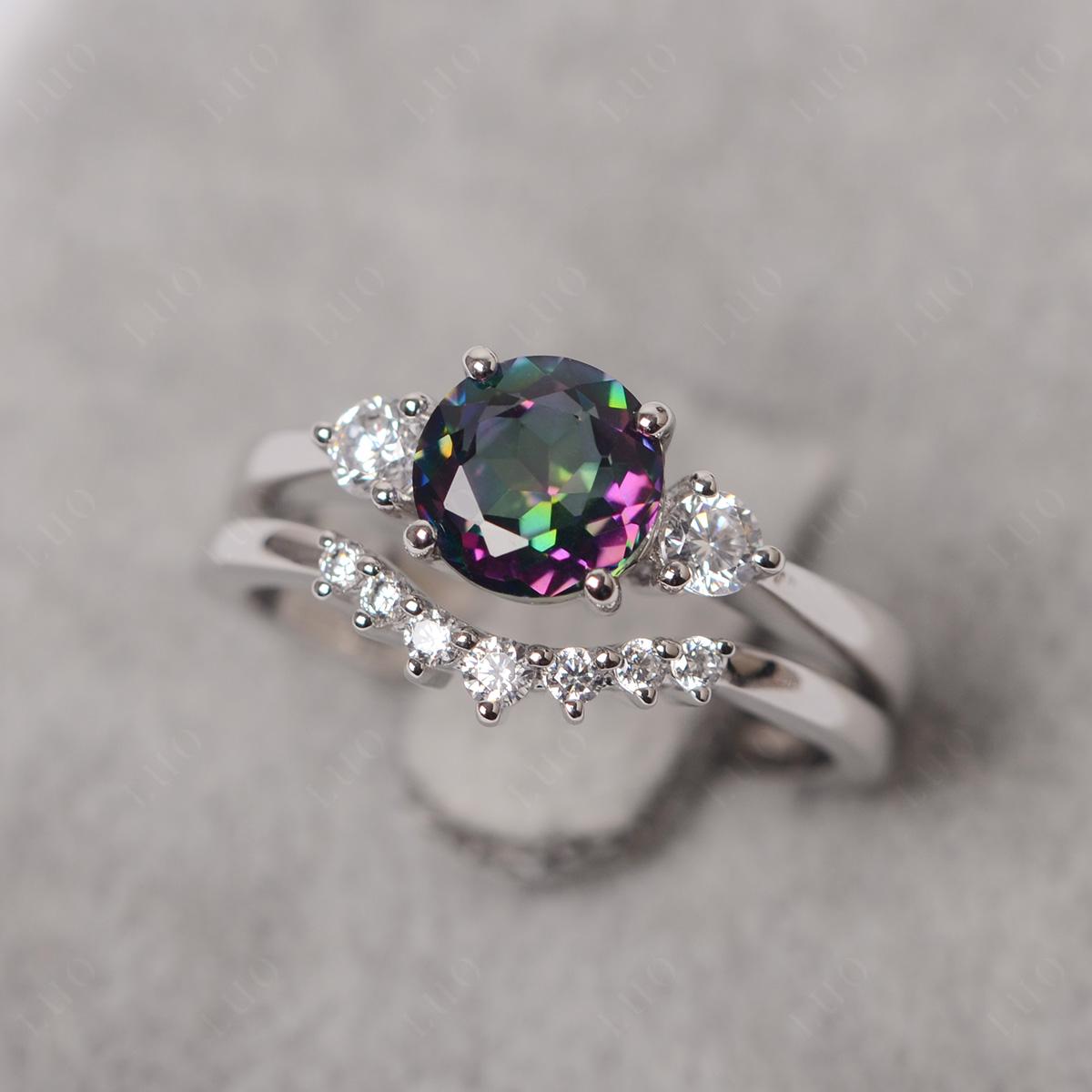 Mystic Topaz Ring Bridal Set Engagement Ring - LUO Jewelry