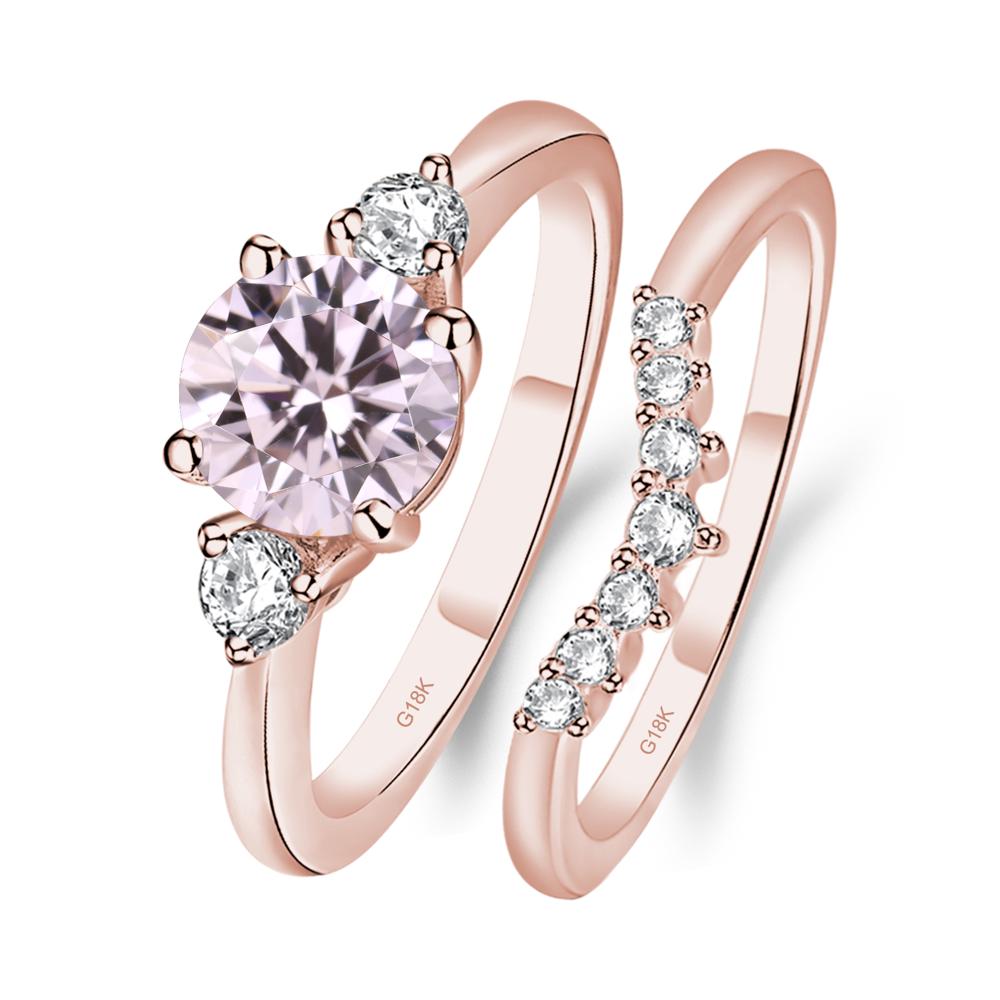 Pink Cubic Zirconia Ring Bridal Set Engagement Ring - LUO Jewelry #metal_18k rose gold
