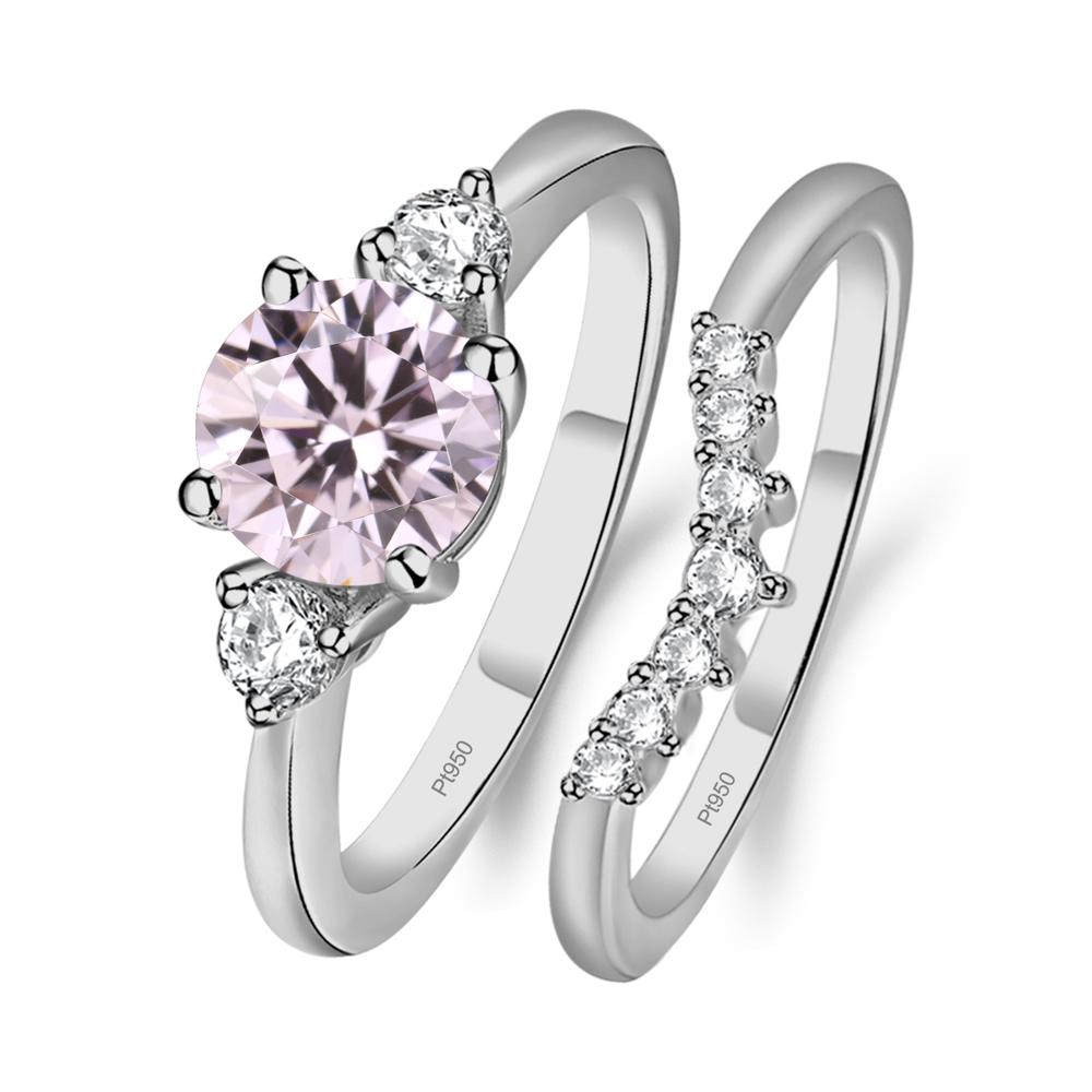 Pink Cubic Zirconia Ring Bridal Set Engagement Ring - LUO Jewelry #metal_platinum